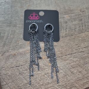 Paparazzi Silver Cascading Chain Earrings